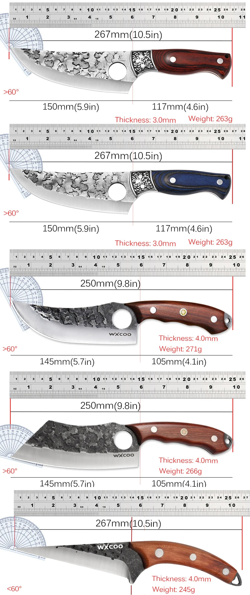 WXCOO Forged Boning Knife – Stainless Steel Butcher Knife Boning Knife Axl