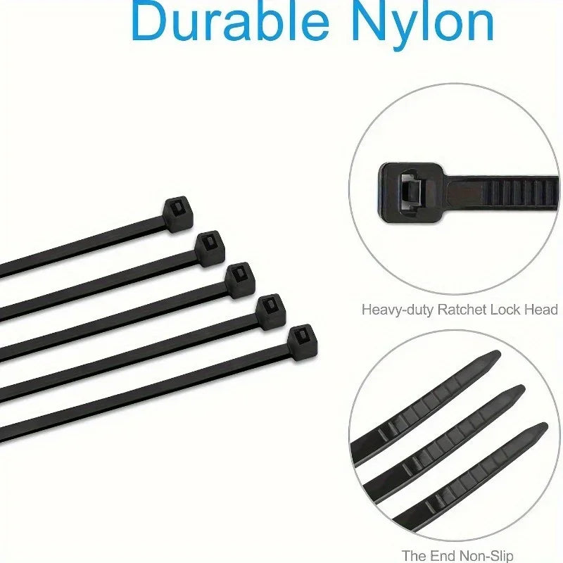 Heavy Duty Black Nylon Zip Ties – 250/500 Pack | Self-Locking Cable Zip Ties Axl