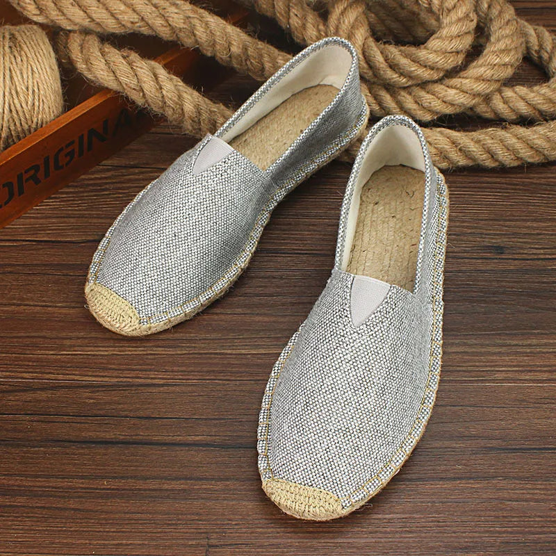 Men's Linen Canvas Slip-On Loafers – Breathable Casual Flats Canvas Slip-On Loafers Axl