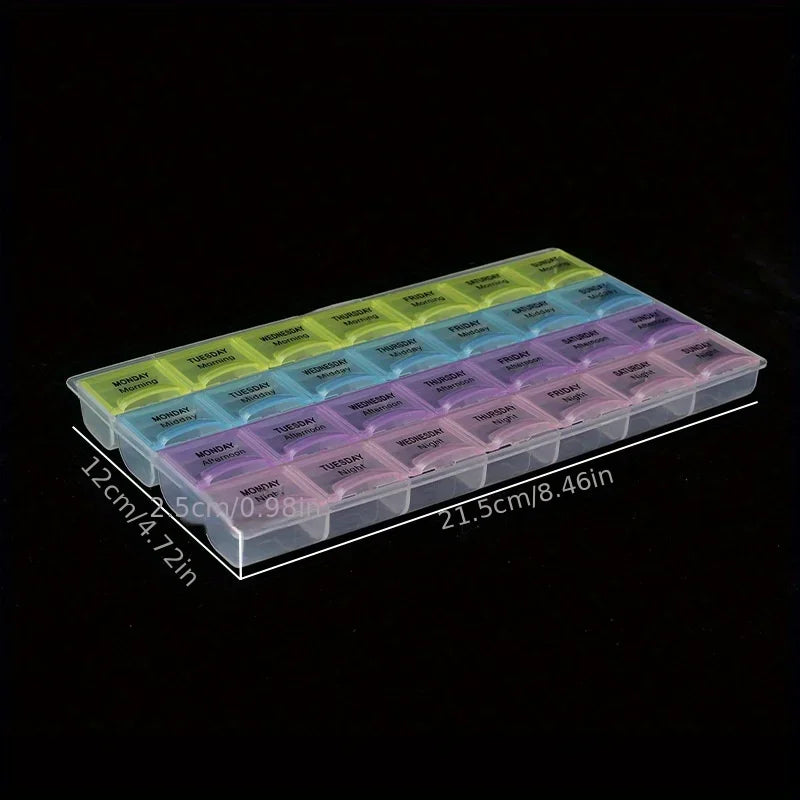 28-Grid Portable Pill Organizer Box – Large Capacity Weekly Pill Organizer Box Axl