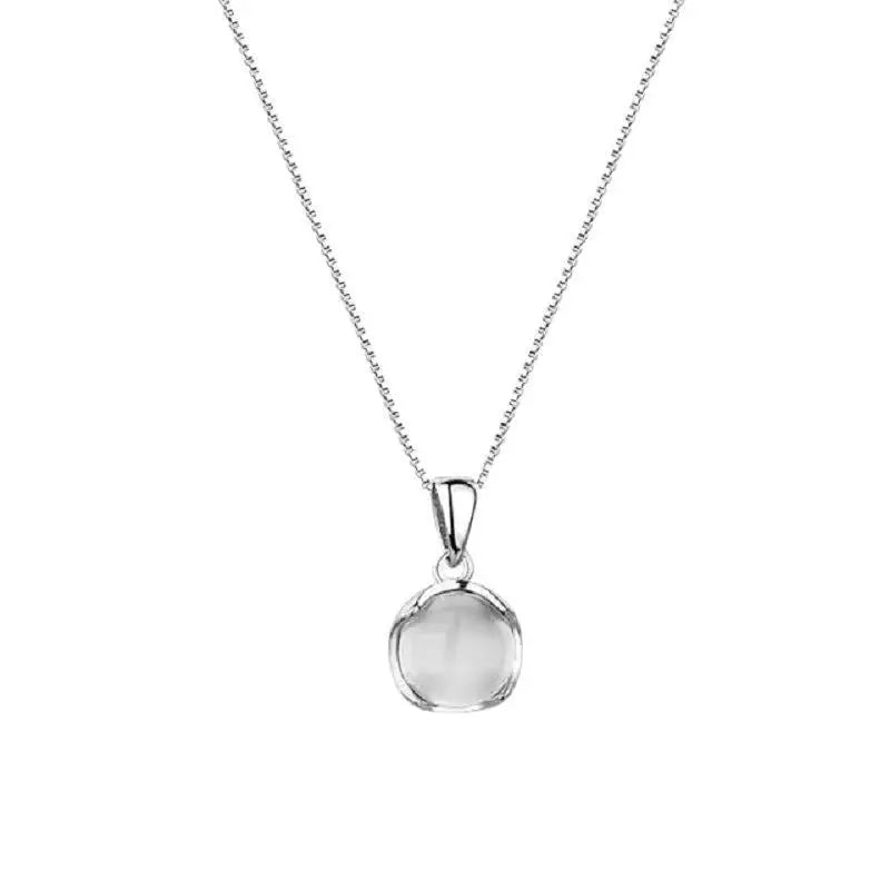 Round Chalcedony Pendant Necklace – Short Clavicle Chain Pendant Necklace Axl