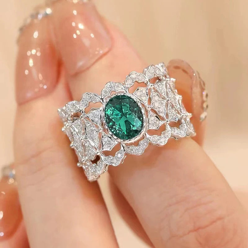 Huitan Hollow Cubic Zirconia Ring – Women's Elegant Party Jewelry Fashion Ring Axl