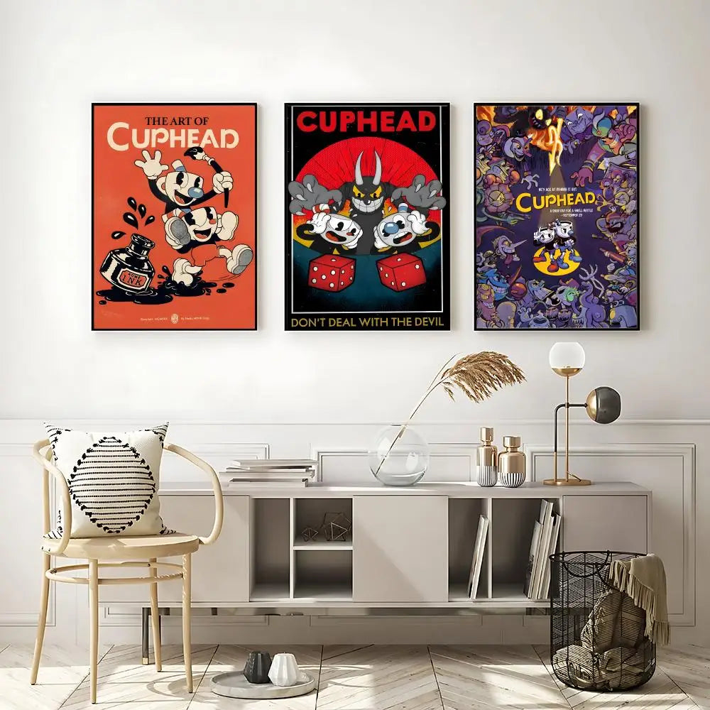 Cuphead Game Poster – HD Self-Adhesive Waterproof Wall Art Wall Art Poster Axl