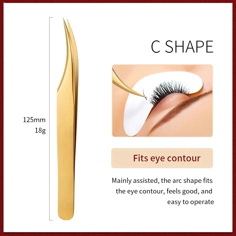 Precision 3D Lash Extension Tweezers – Stainless Steel Pro Clip Lash Extension Tweezers Axl
