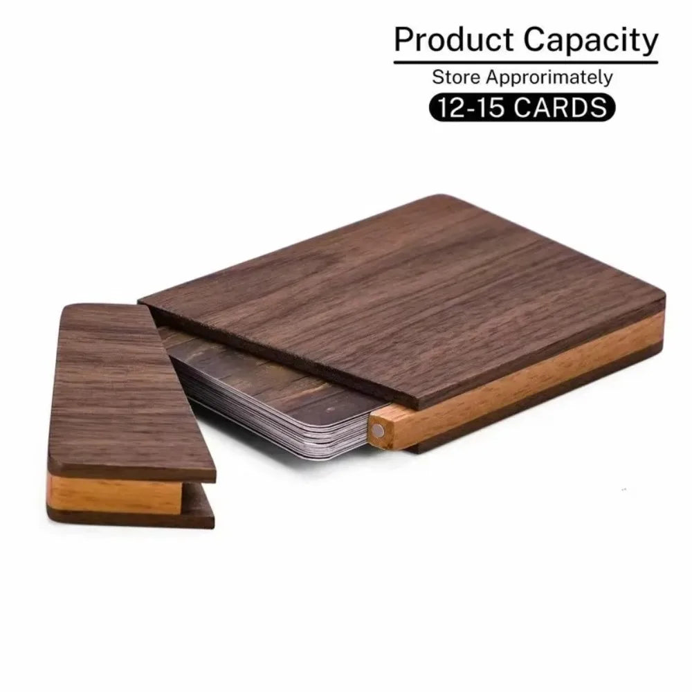 Black Walnut Wood Business Card Holder – Magnetic Closure Business Card Holder Axl