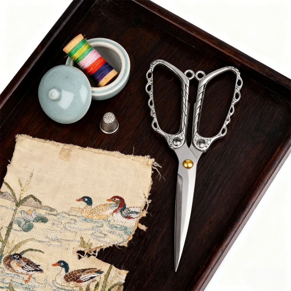 Retro Vintage Embroidery Scissors – Cross-Stitch Crafting Tool Embroidery Scissors Axl Scissors-Silvery