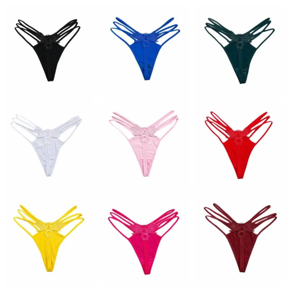 Women's Lace Butterfly Thong – Low Rise Nylon T-Back Panties Thong Panties Axl