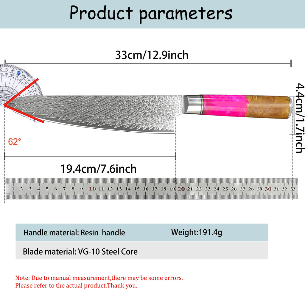 Damascus Steel Chef Knife – 19.4cm Blade for Kitchen & Cooking Damascus Chef Knife Axl