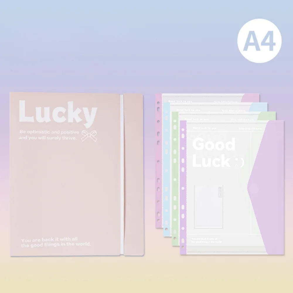 A4 Loose Leaf File Folder | Transparent Exam Paper Storage Bag File Folder Axl Pink Set