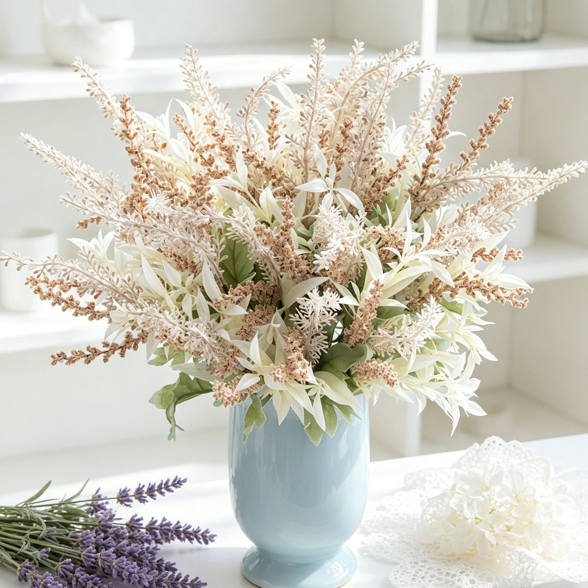 Artificial Lavender & Gypsophila Bouquet | Faux Flower Décor Artificial Flower Bouquet Axl