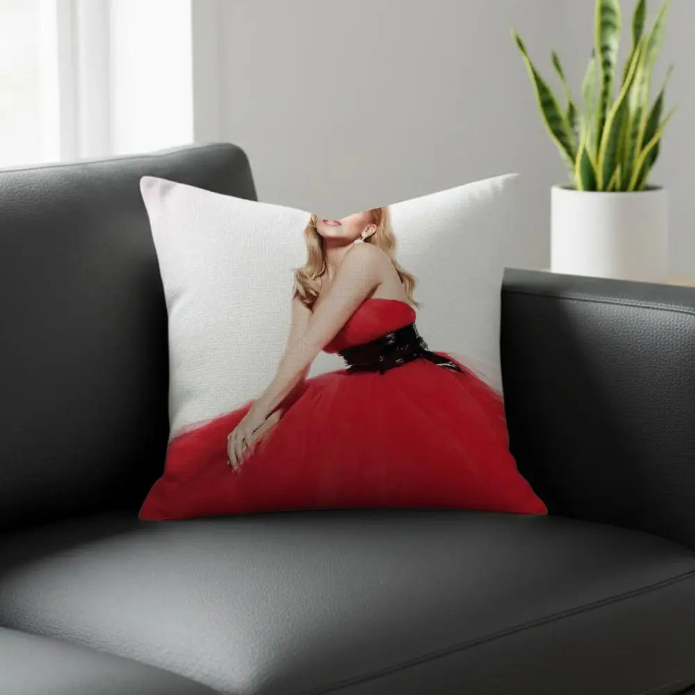 Kylie Minogue Christmas Linen Cushion Cover | Sofa Pillowcase Decorative Cushion Cover Axl White5 40X40cm