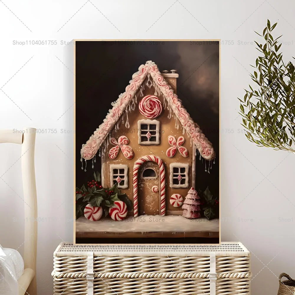 Christmas Pink Reindeer Santa Wall Poster | Self-Adhesive Sticker Wall Art Poster Axl z7 10x15cm No Frame