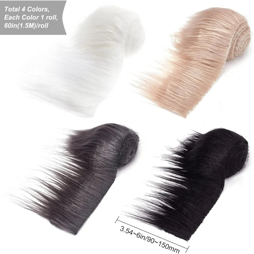 Faux Fur Fabric Strips – 4 Colors Shaggy Plush Craft Patches Faux Fur Fabric Axl