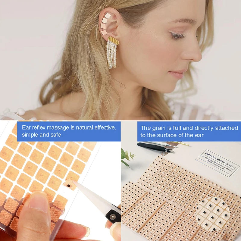 300 Ear Acupressure Seed Bead Stickers – Needle-Free Massage Ear Acupressure Stickers Axl
