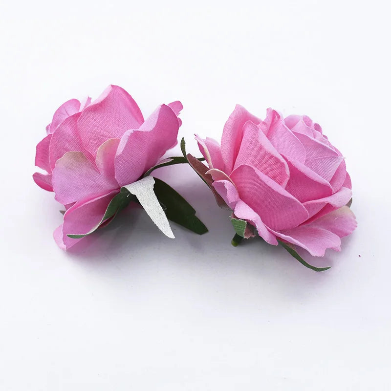 Artificial Silk Rose Heads 5 or 10 Pcs – DIY Wedding Decor Artificial Silk Flowers Axl Deep Pink 10 PCS