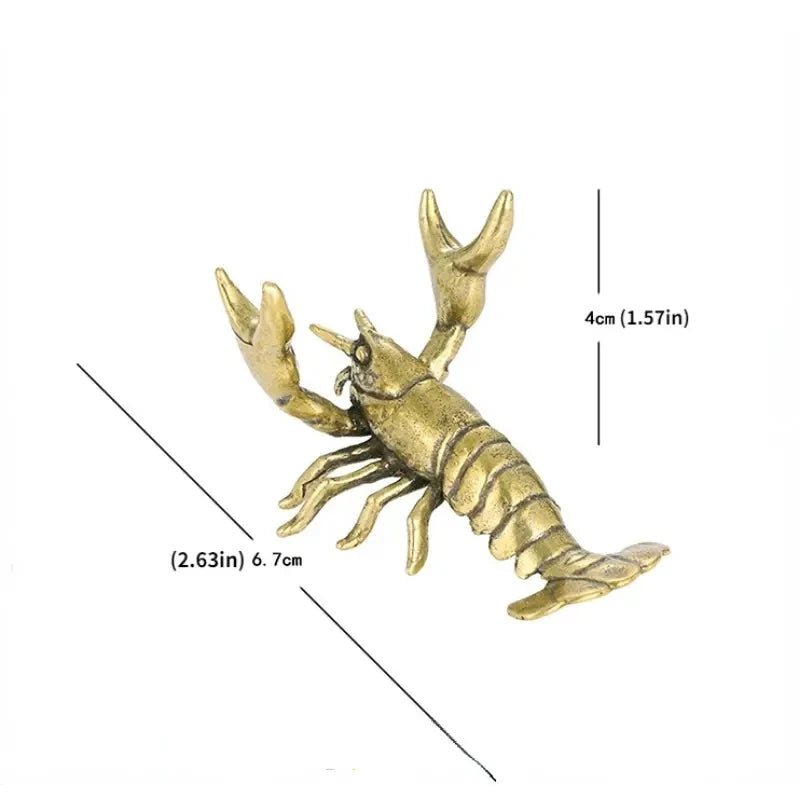 Solid Brass Crayfish Figurine – Vintage Lobster Desktop Ornament Brass Animal Figurine Axl A