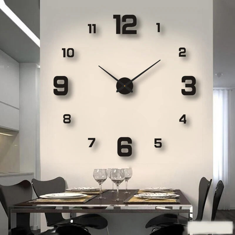DIY Frameless 3D Mirror Wall Clock – Modern Acrylic Sticker Wall Clock Axl