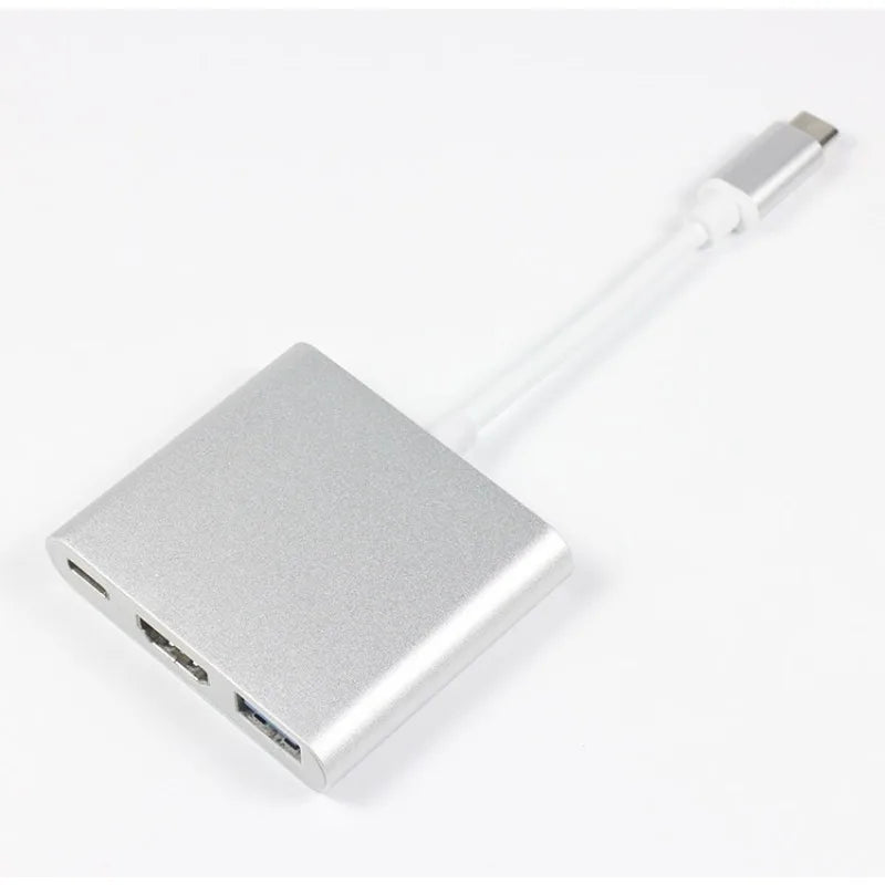 3-in-1 USB-C to 4K HDMI Adapter Cable for Samsung iPad Mac USB-C HDMI Adapter Axl Silver