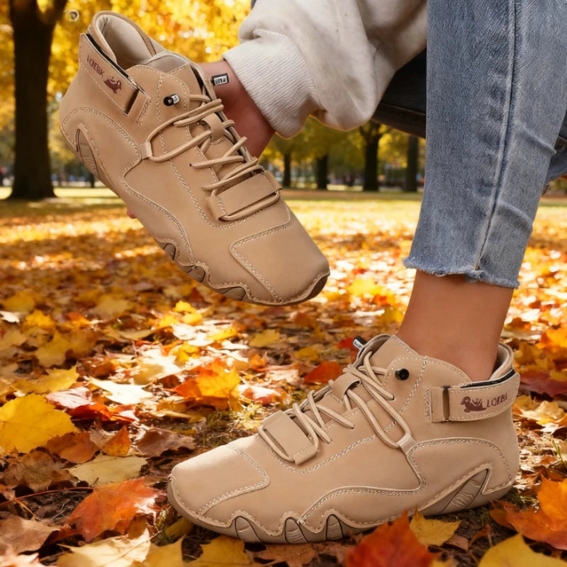 ZULIWAGN Women's Leather Lace-Up Ankle Boots – Lightweight Leather Ankle Boots Axl khaki 36