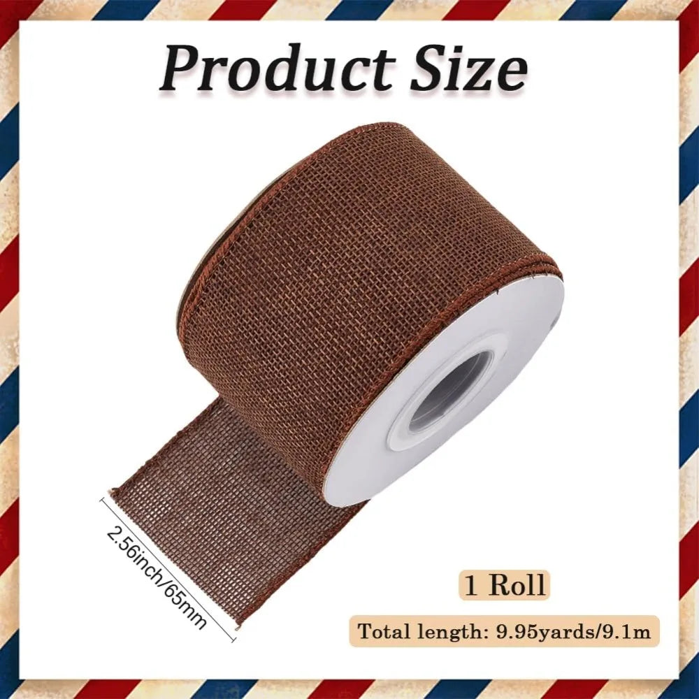 Burlap Wired Ribbon 2.5" Wide – Rustic Brown, 9.95 Yards/Roll Craft Wired Ribbon Axl