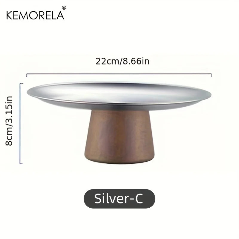 KEMORELA Stainless Steel Cake Tray – Korean Dessert Display Plate Dessert Display Tray Axl Silver-C