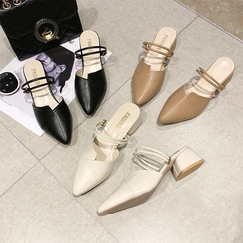 Women's Wedge Heel Pointed Toe Slip-On Sandals | Summer Wedge Sandals Axl