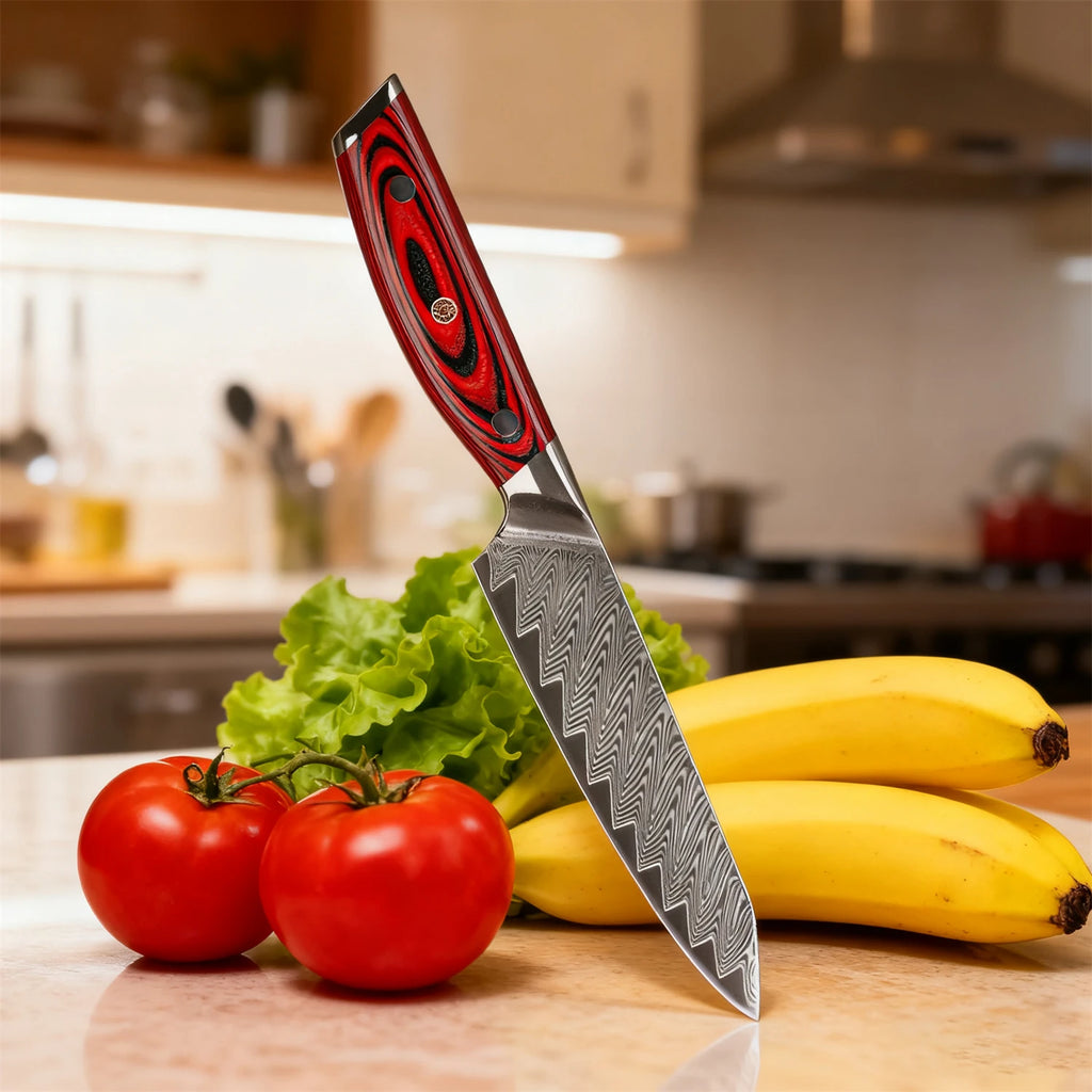 67-Layer Damascus Steel Utility Knife – Sharp Petty Chef Knife Damascus Kitchen Knife Axl