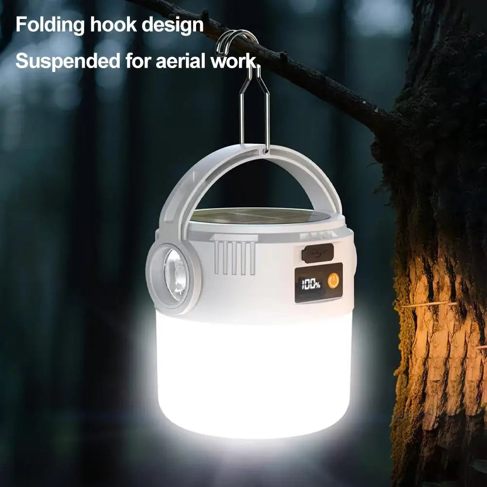 Solar COB LED Camping Light | 4 Modes & Digital Display Solar Camping Lantern Axl