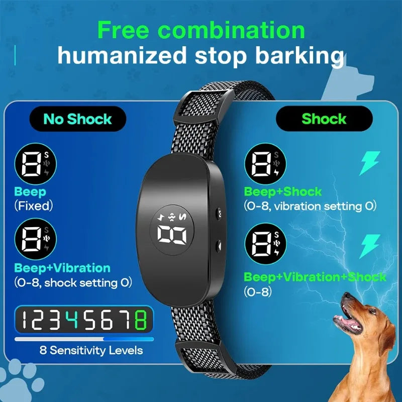 Waterproof Anti-Bark Dog Training Collar – Vibration & Beep Bark Deterrent Collar Axl