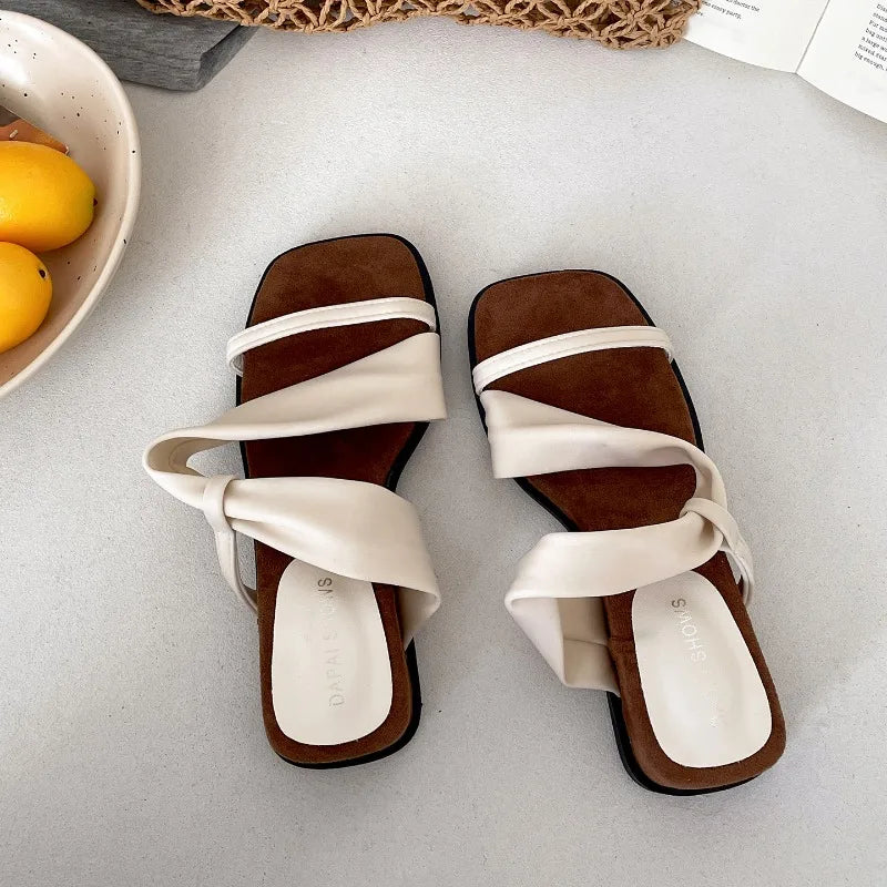 Women's Wedge Platform Slides – Vintage Thick Sole Summer Slippers Wedge Platform Slides Axl Apricot 36
