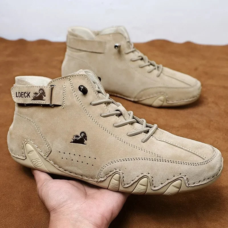 AZGB Men's Leather High Top Sneakers – Non-Slip Walking Shoes High Top Sneakers Axl