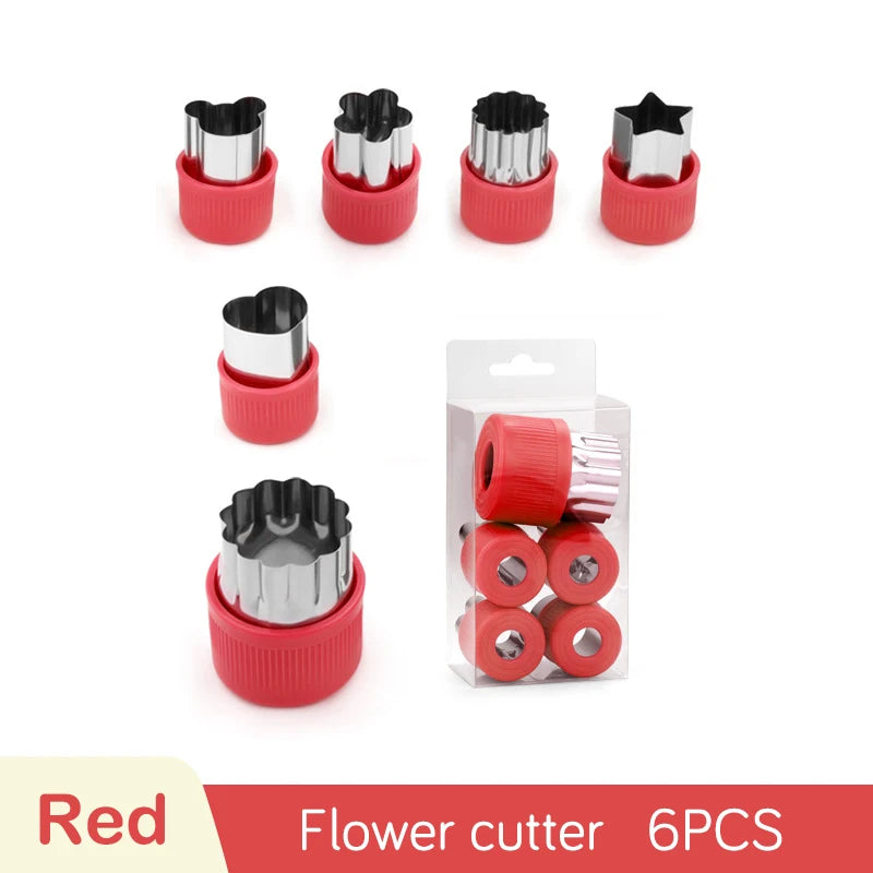 Stainless Steel Cookie & Fruit Cutter Mold Set – Flower Shapes Cookie Cutter Set Axl 6pcs-Red
