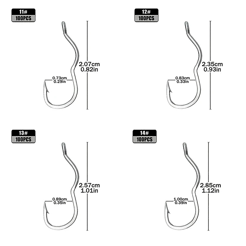50-Pack Crank Fishing Hooks – High Carbon Steel, Sizes 5#–14# Fishing Hooks Axl