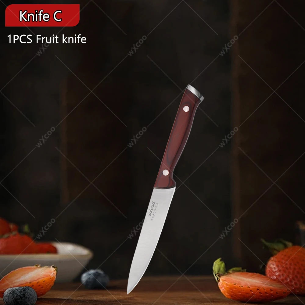WXCOO Japanese Santoku Knife | Wooden Handle Kitchen Knife Kitchen Knife Axl Knife C
