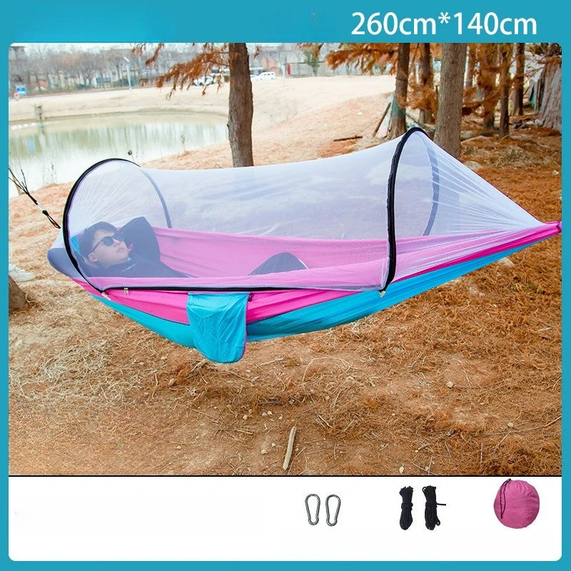 Ultralight Camping Hammock with Mosquito Net | Parachute Nylon Camping Hammock Axl pink M