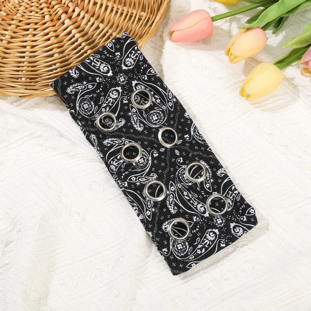 Punk Metal Hollow Headband – Leopard & Cashew Print Wrap Punk Hair Headband Axl Style 6