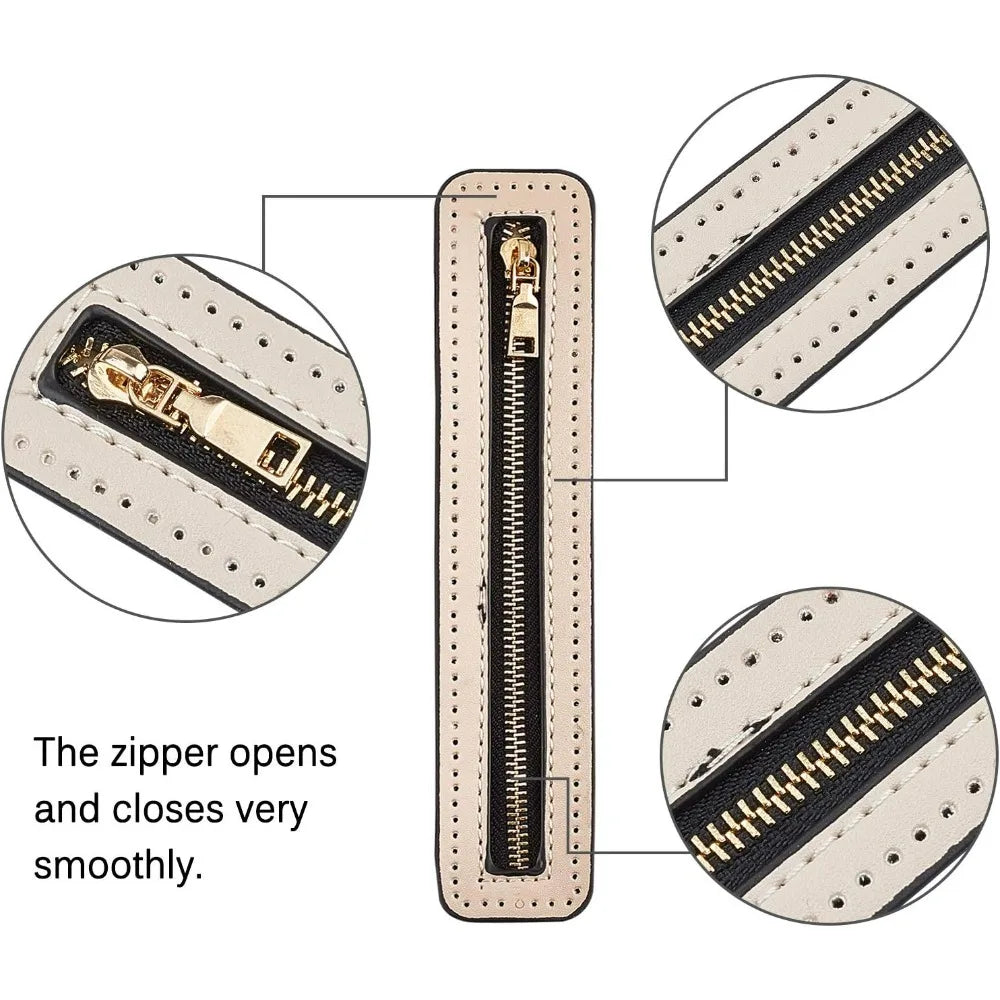 PU Leather Zipper Straps 2-Pack – 7 Inch DIY Purse Making Bag Zipper Straps Axl