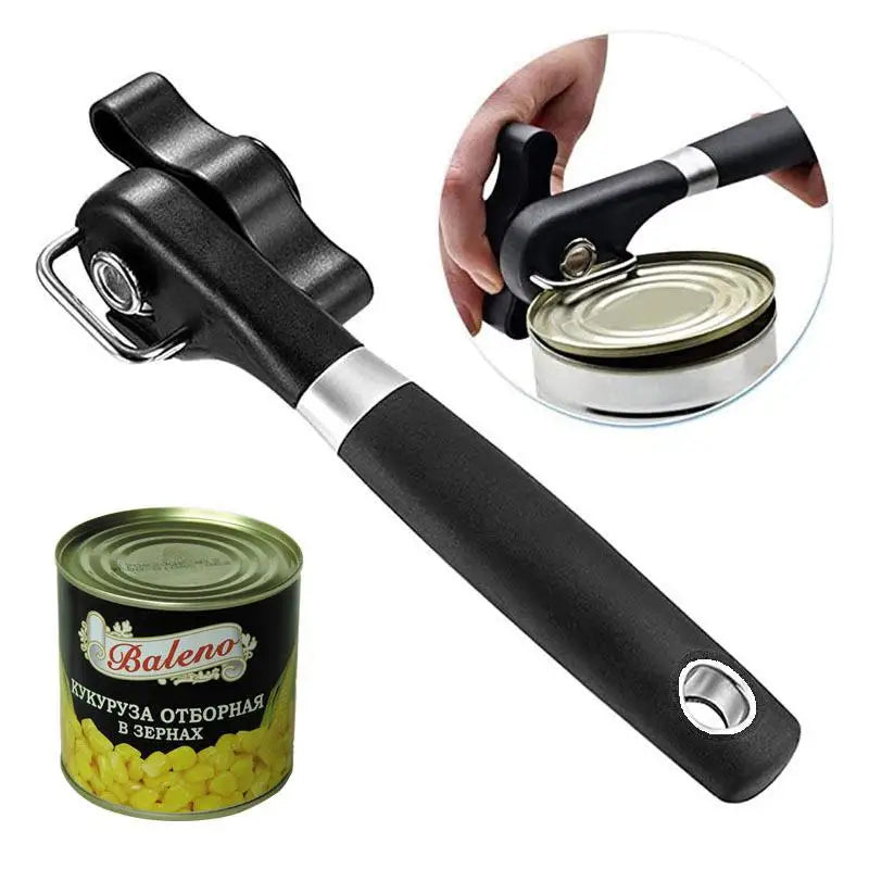 Stainless Steel Side-Cut Can Opener – Safe Smooth Edge Manual Can Opener Axl