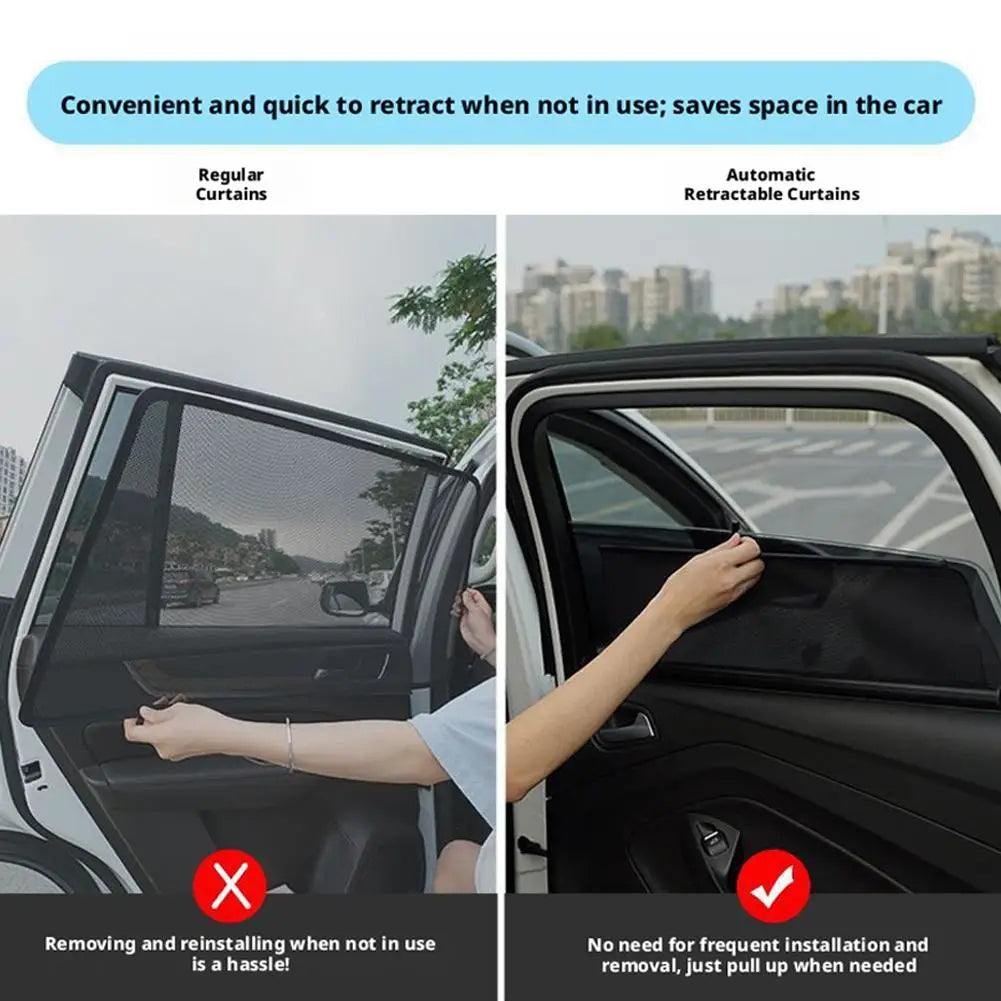Retractable Car Side Window Sunshade | UV & Heat Shield Car Window Sunshade Axl