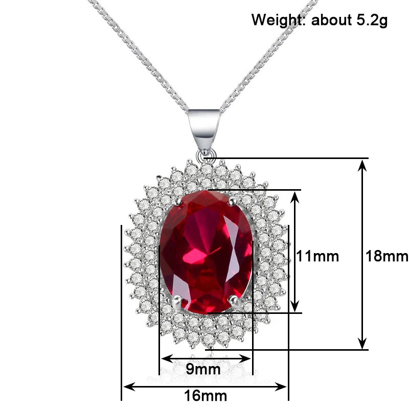 Huitan Red Cubic Zirconia Pendant Necklace | Women's Wedding Pendant Necklace Axl