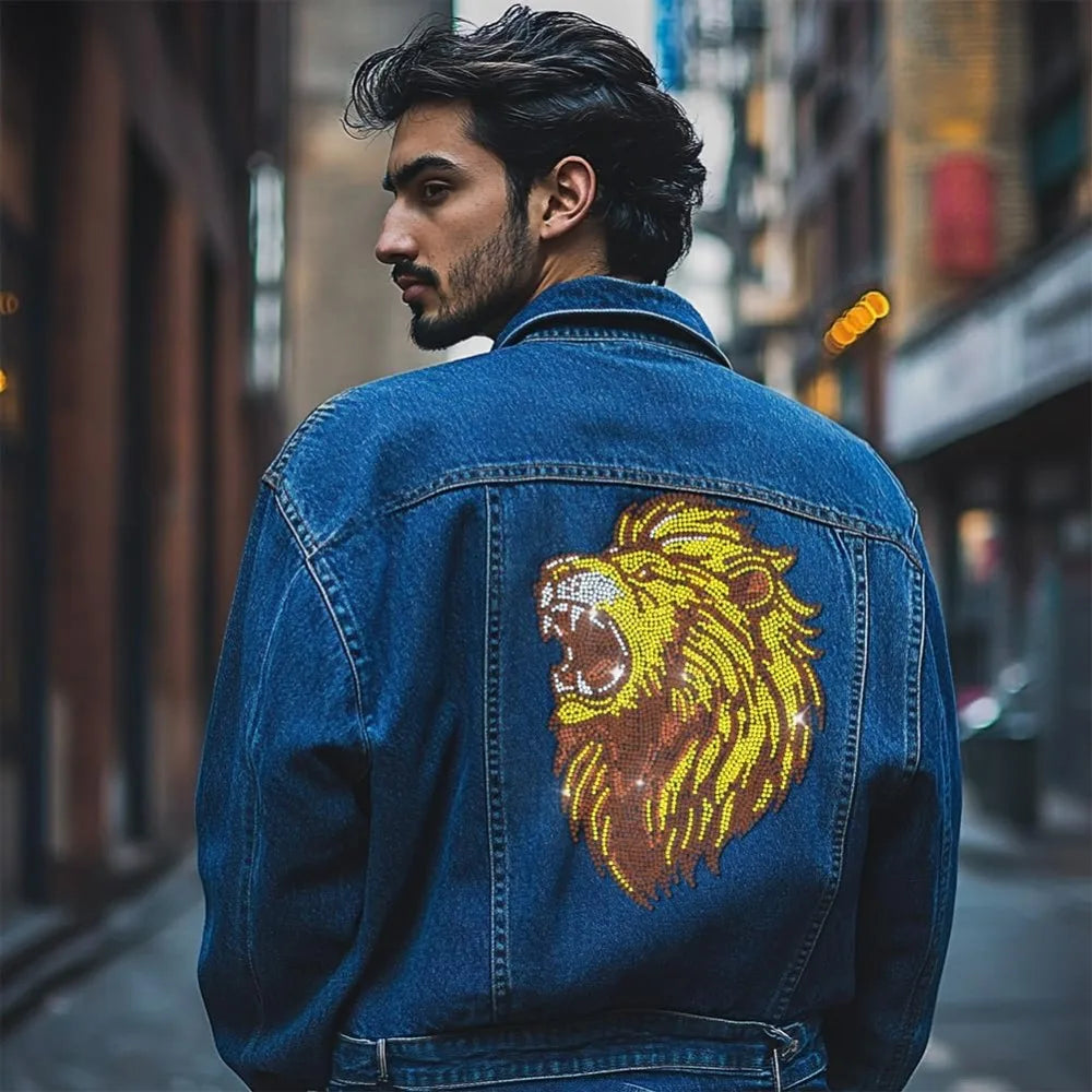 Lion Rhinestone Iron-On Applique Patch – Glass Crystal 29.7x21cm Iron-On Applique Patch Axl