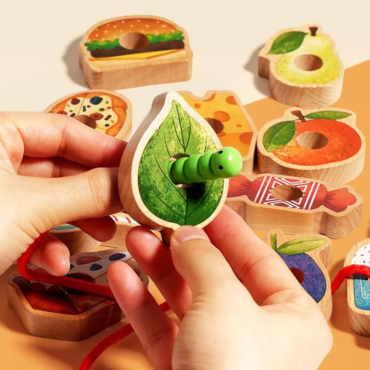 Wooden Threading Beads Toy – Toddler Sorting & Learning Set Wooden Threading Toy Axl