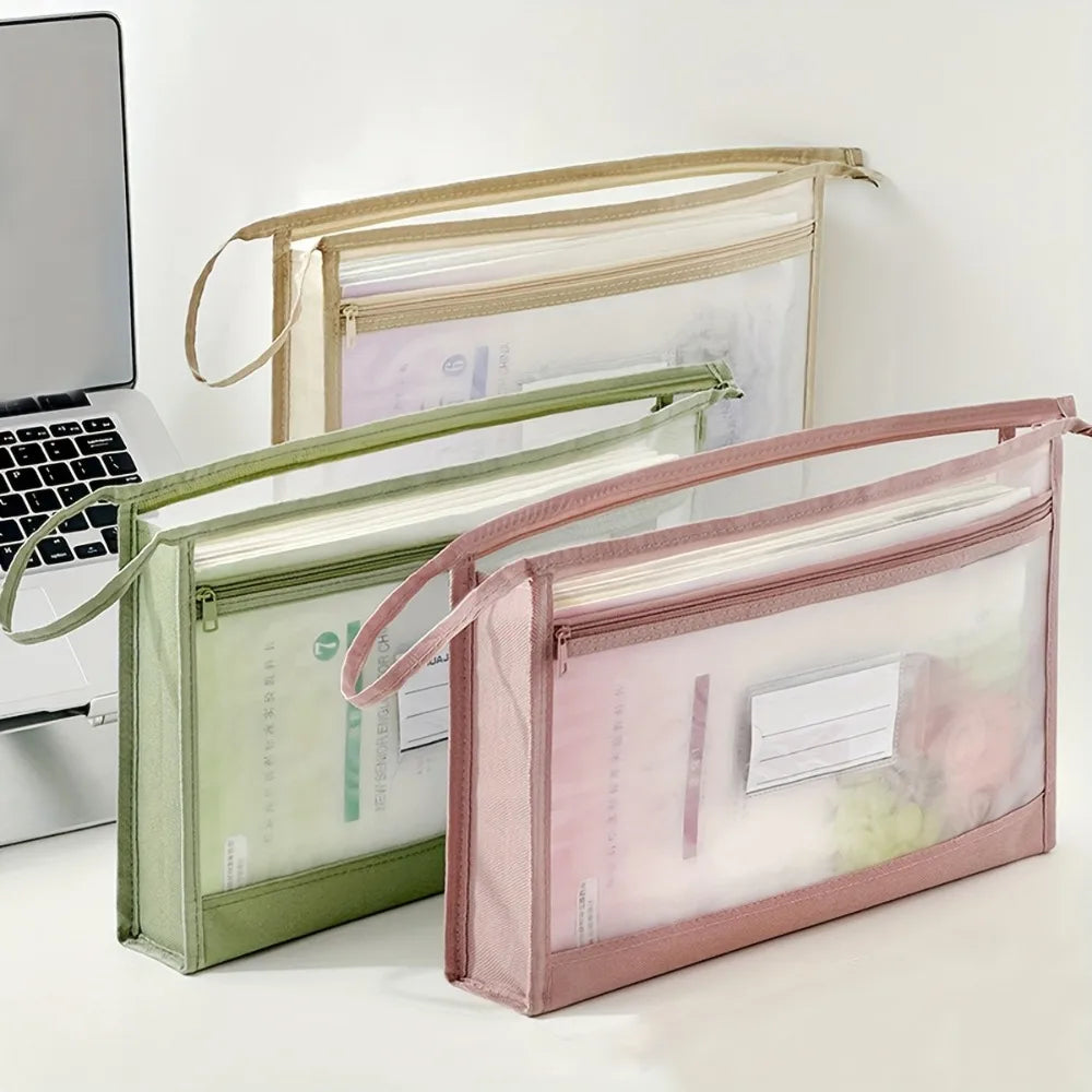 5-Pack A4 Mesh Storage Pouches – Double Zipper, Breathable Mesh Storage Pouch Axl