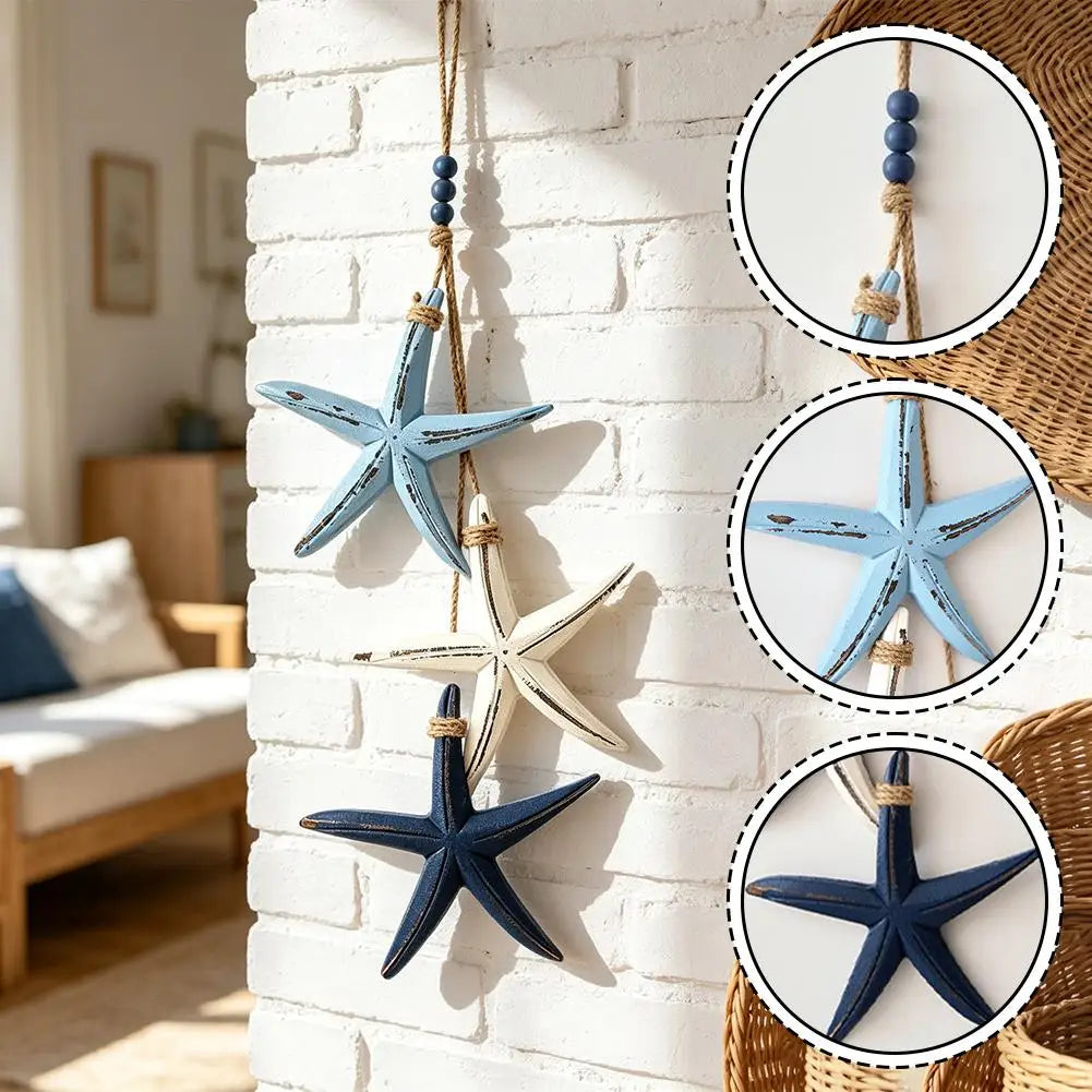 Blue Starfish Hanging Decor | Coastal Nautical Beach Wall Ornament Wall Hanging Decor Axl