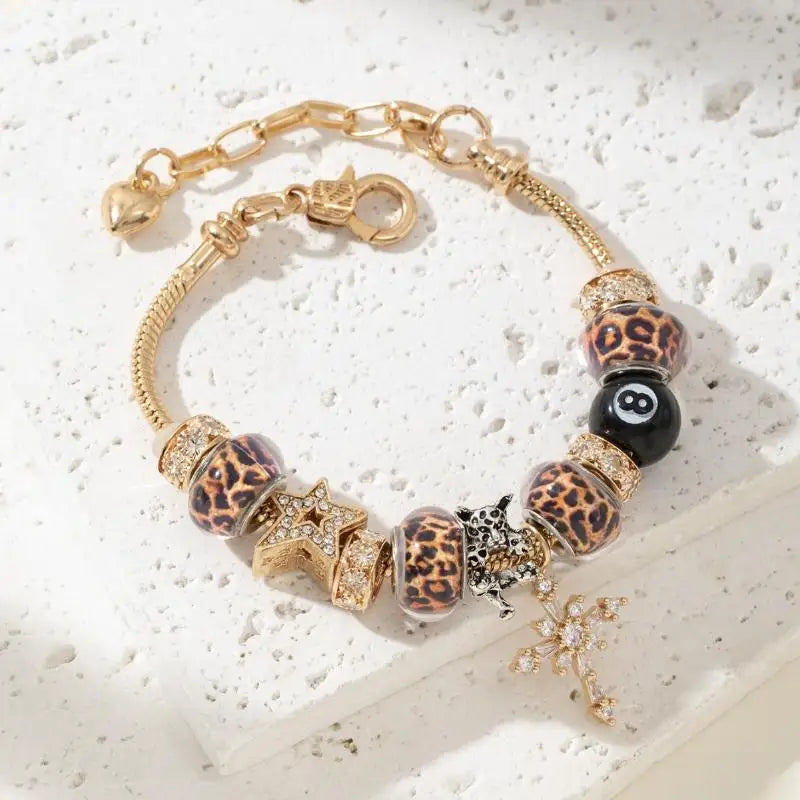 Leopard Print Starry Night Beaded Bracelet – Women's Luxury Beaded Bracelet Axl