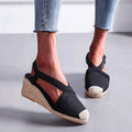 Women's Retro Straw Wedge Platform Sandals | Fisherman Style Wedge Platform Sandals Axl black 42