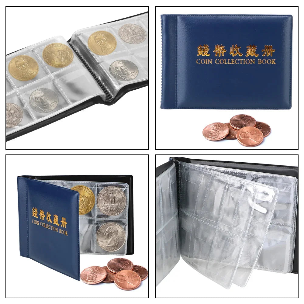 PU Leather Coin Collection Album – 60 or 120 Pocket Organizer Coin Collection Album Axl