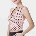 V-Neck Backless Yoga Vest with Chest Pad – Slim Fit Tank Top Yoga Sports Vest Axl Pink-L