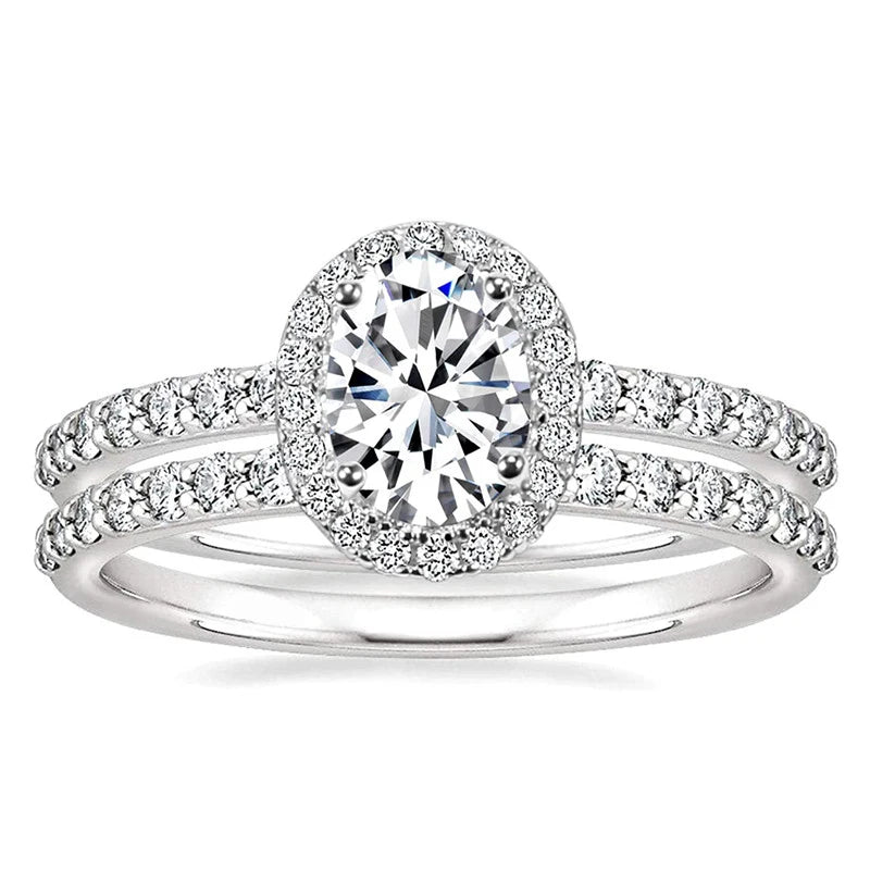 Huitan 2-Pc CZ Bridal Ring Set – Silver-Tone Women's Rings Bridal Ring Set Axl