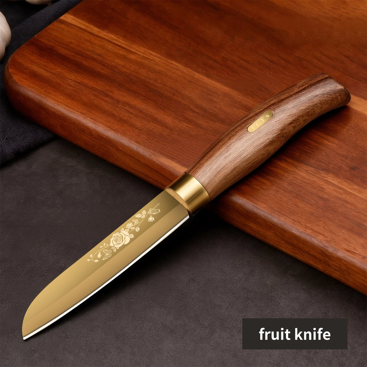 PLYS Titanium-Gold Chef Knife – Sharp Stainless Steel Kitchen Knife Chef Knife Axl Fruit knife